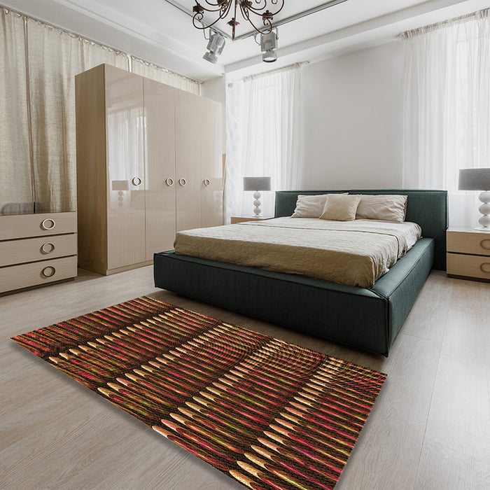 Patterned Red Rug in a Bedroom, pat332org
