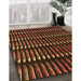 Patterned Red Rug in Family Room, pat332org