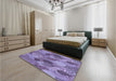 Patterned Purple Mimosa Purple Rug in a Bedroom, pat3320blu