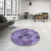 Round Patterned Purple Mimosa Purple Rug in a Office, pat3320blu