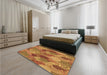 Patterned Mahogany Brown Rug in a Bedroom, pat3320brn