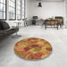 Round Patterned Mahogany Brown Rug in a Office, pat3320brn