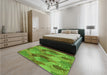 Patterned Green Rug in a Bedroom, pat3320grn