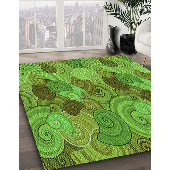 Patterned Green Rug in Family Room, pat3320grn