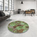 Round Patterned Oak Brown Rug in a Office, pat3320lblu