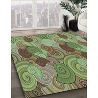 Patterned Oak Brown Rug, pat3320lblu