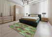 Patterned Oak Brown Rug in a Bedroom, pat3320lblu