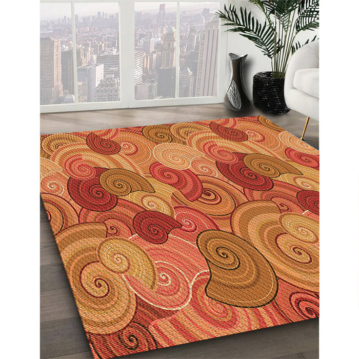 Patterned Orange Rug in Family Room, pat3320org