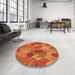 Round Patterned Orange Rug in a Office, pat3320org