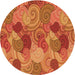 Square Patterned Orange Rug, pat3320org