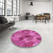 Round Patterned Pink Rug in a Office, pat3320pur