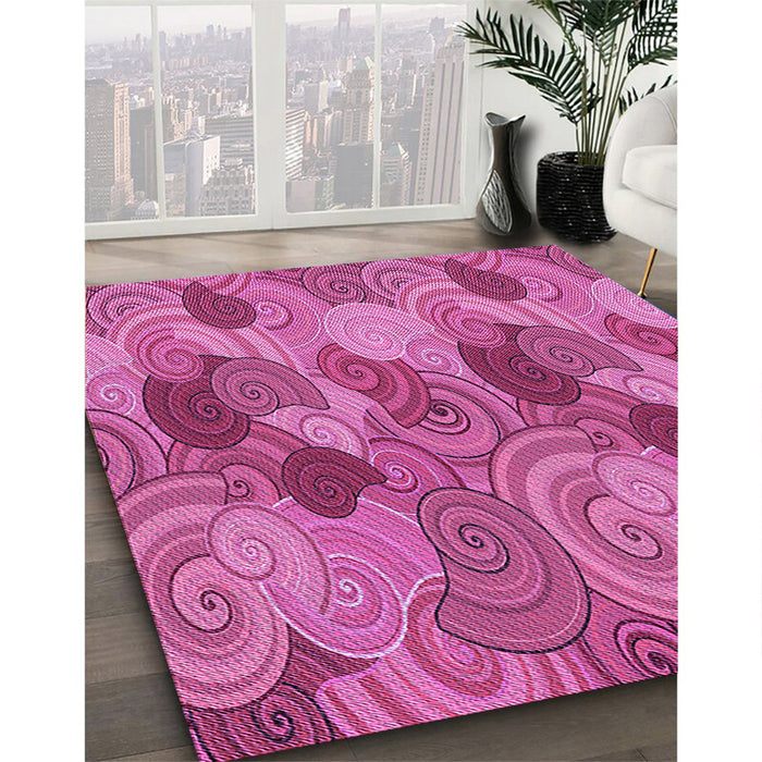 Patterned Pink Rug in Family Room, pat3320pur
