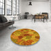 Round Patterned Mahogany Brown Rug in a Office, pat3320yw