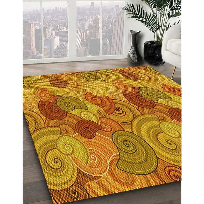Patterned Mahogany Brown Rug in Family Room, pat3320yw