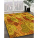 Patterned Mahogany Brown Rug in Family Room, pat3320yw