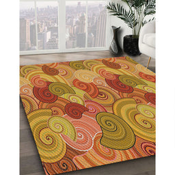 Patterned Mahogany Brown Novelty Rug in Family Room, pat3320