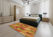 Patterned Mahogany Brown Novelty Rug in a Bedroom, pat3320