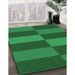 Patterned Deep Emerald Green Rug in Family Room, pat3321grn