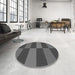 Round Patterned Gray Rug in a Office, pat3321gry