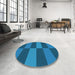 Round Patterned Blueberry Blue Rug in a Office, pat3321lblu