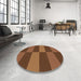 Round Patterned Red Brown Rug in a Office, pat3321org