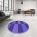 Round Patterned Amethyst Purple Rug in a Office, pat3321pur