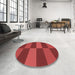 Round Patterned Red Rug in a Office, pat3321rd