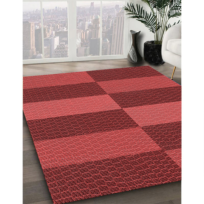 Patterned Red Rug in Family Room, pat3321rd