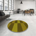 Round Patterned Dark Golden Brown Rug in a Office, pat3321yw