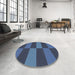 Round Patterned Blue Novelty Rug in a Office, pat3321