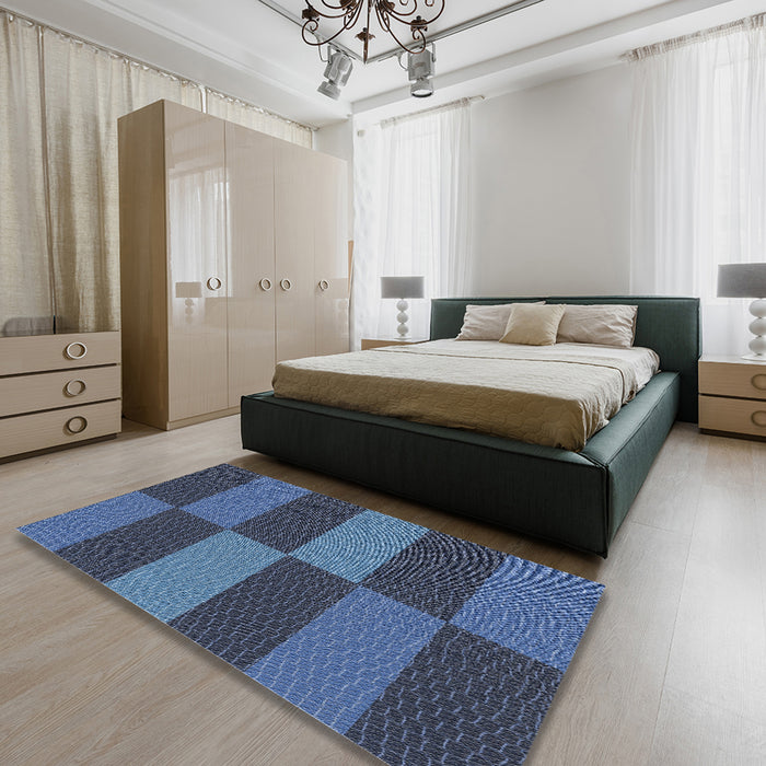 Patterned Blue Novelty Rug in a Bedroom, pat3321