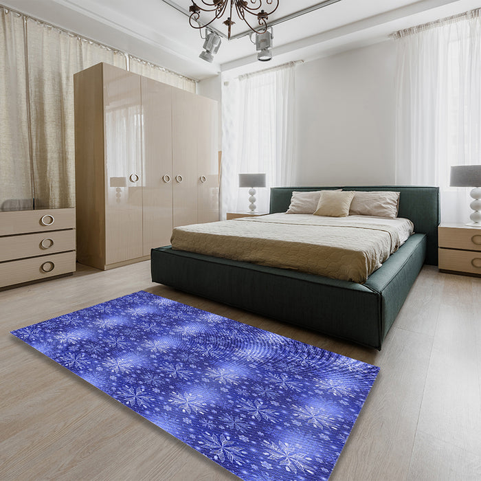 Patterned Sky Blue Rug in a Bedroom, pat3323blu