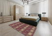 Patterned Brown Red Rug in a Bedroom, pat3323brn