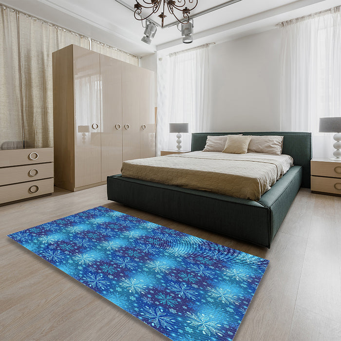 Patterned Blueberry Blue Rug in a Bedroom, pat3323lblu
