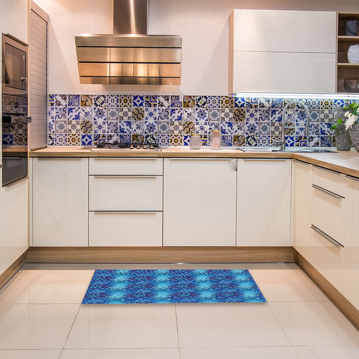 Patterned Blueberry Blue Rug in a Kitchen, pat3323lblu