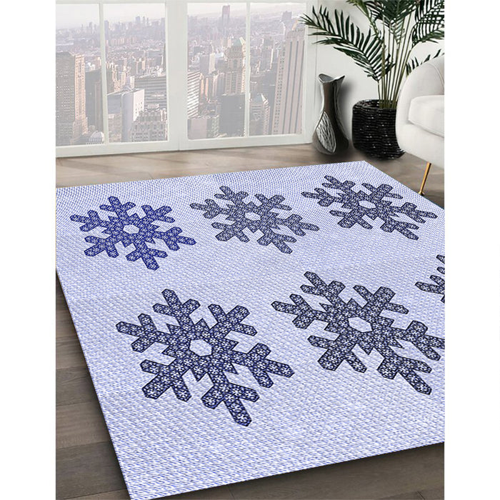Patterned Lavender Blue Rug in Family Room, pat3324blu