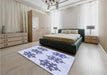Patterned Lavender Blue Rug in a Bedroom, pat3324blu