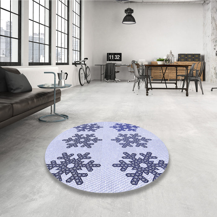 Round Patterned Lavender Blue Rug in a Office, pat3324blu