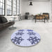Round Patterned Lavender Blue Rug in a Office, pat3324blu