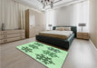 Patterned Mint Green Rug in a Bedroom, pat3324grn