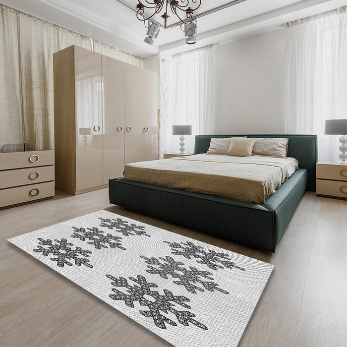 Patterned Gray Rug in a Bedroom, pat3324gry
