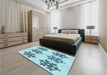 Patterned Blue Ivy Blue Rug in a Bedroom, pat3324lblu