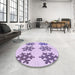 Round Patterned Lilac Purple Rug in a Office, pat3324pur