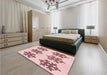 Patterned Red Rug in a Bedroom, pat3324rd