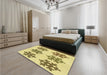 Patterned Dark Golden Brown Rug in a Bedroom, pat3324yw