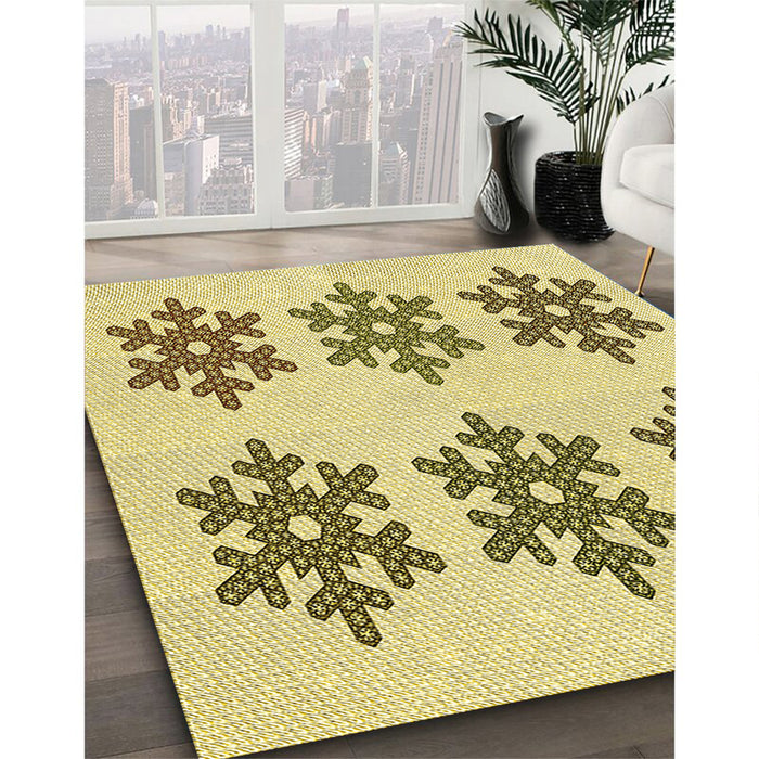 Machine Washable Transitional Dark Golden Brown Rug in a Family Room, wshpat3324yw