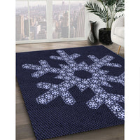 Patterned Black Rug, pat3325blu