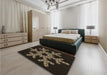 Patterned Black Rug in a Bedroom, pat3325brn