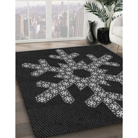 Patterned Black Rug, pat3325gry