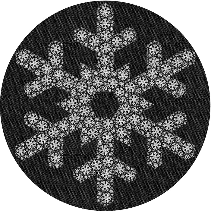 Square Patterned Black Rug, pat3325gry